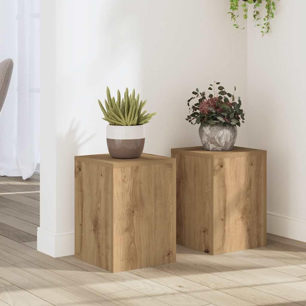 Pflanzenständer Set, hohle Konstruktion (2 Stück), 25 x 25 x 35 cm Eiche