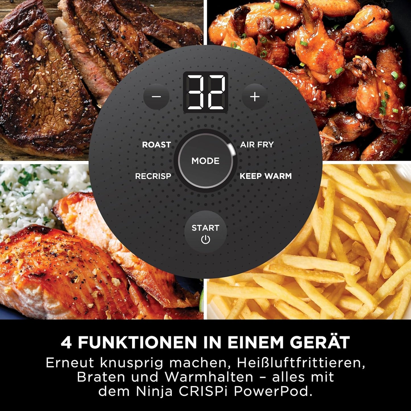 Crispi Power Pod 4-in-1 Airfryer, FN101EUSTGD, Stone Gold