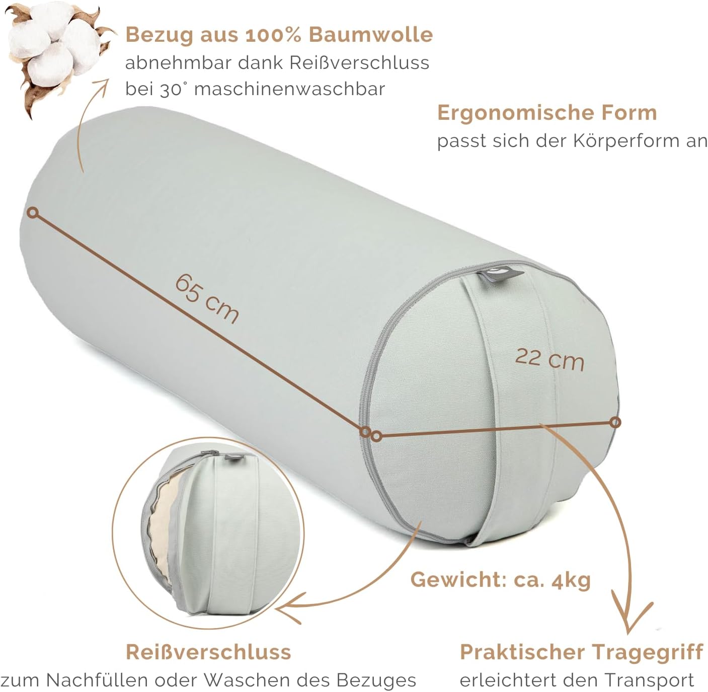 Yoga Bolster, eisblau
