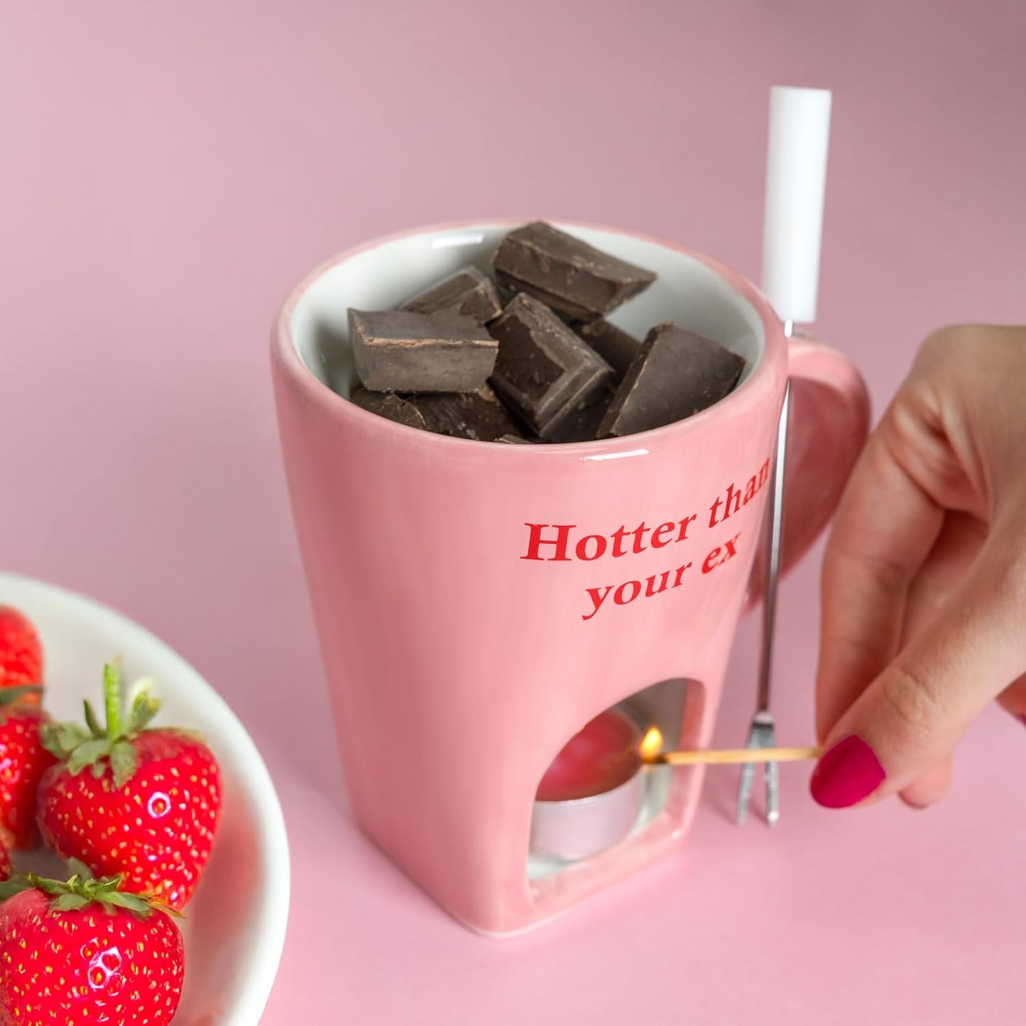 Fondue-Tasse für Schokolade und Käse, Hotter, Rosa