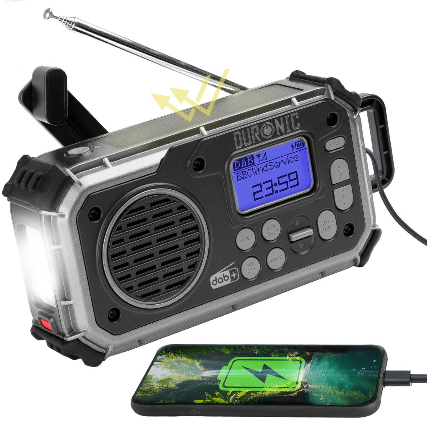 SDAB1  Solar-Notfallradio mit Kurbel und Powerbank, SDAB1