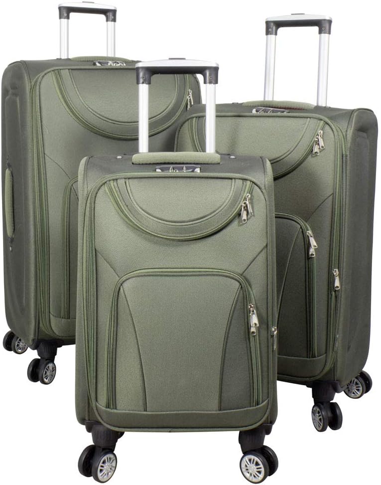 3-teiliges Weichgepäck Koffer-Set, Kofferset 3 teilig Grün