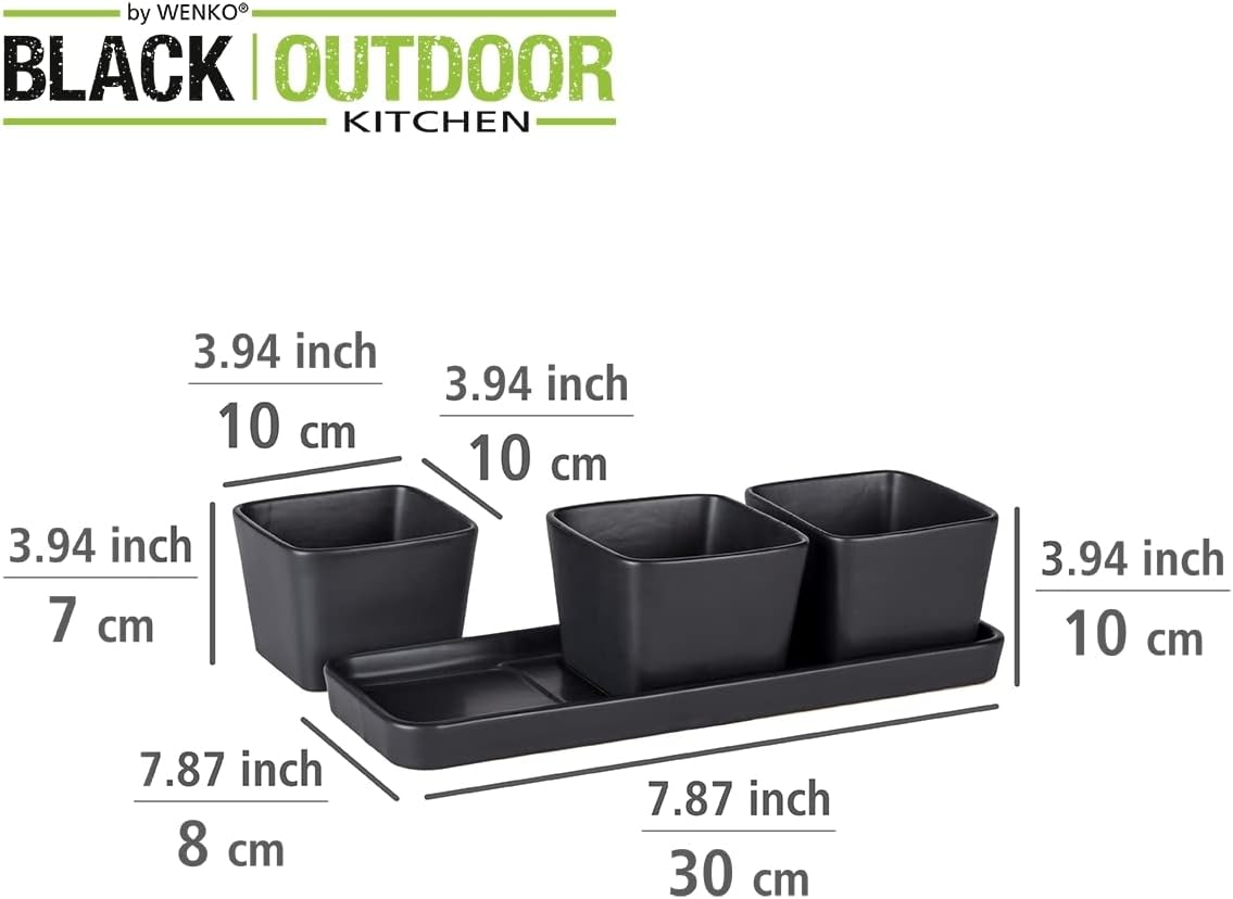 Snack & Dip Schalen Set, Schwarz 30 x 10 x 8 cm
