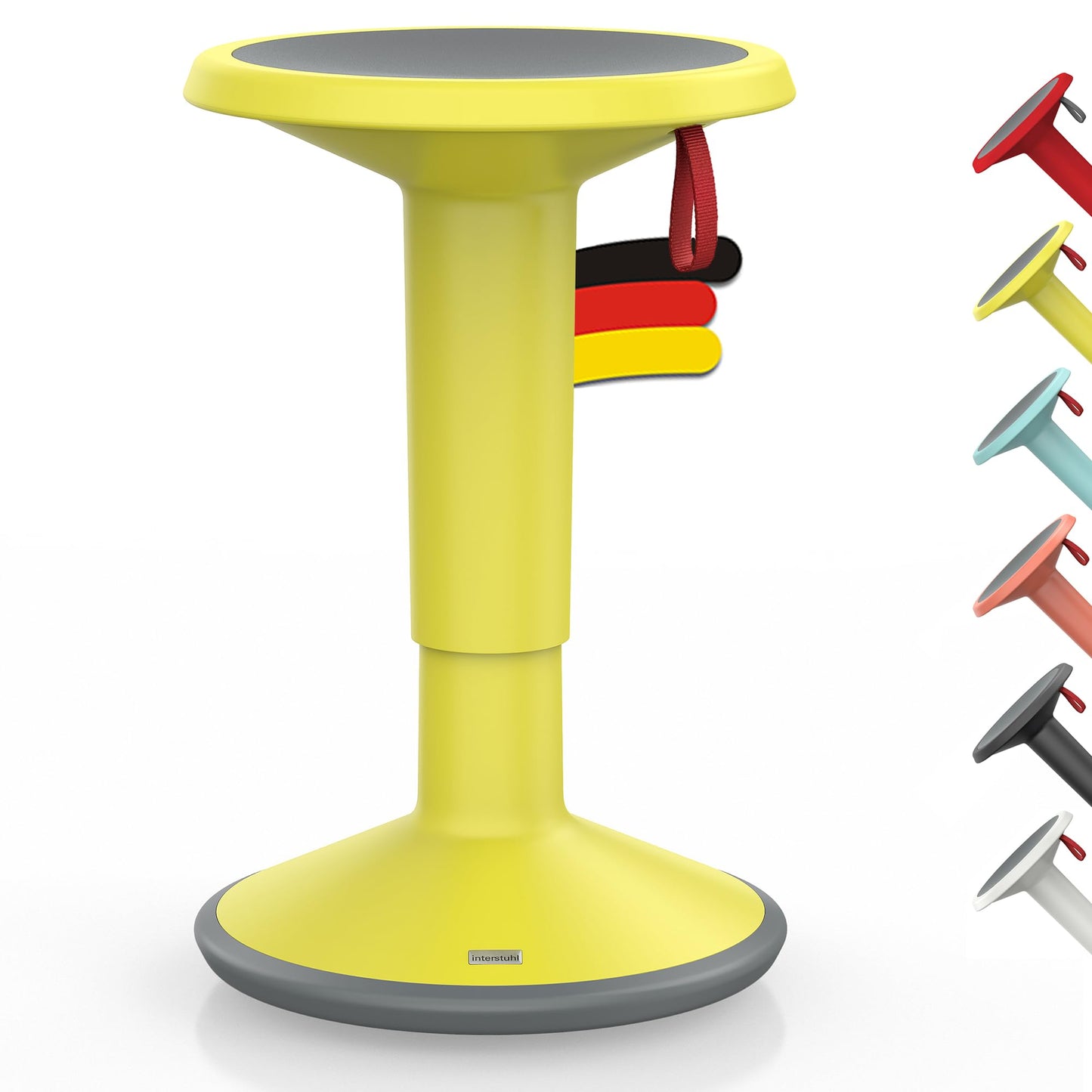 UPis1 ergonomischer Sitzhocker mit Schwingeffekt, UP Sitzhocker Zitronengelb