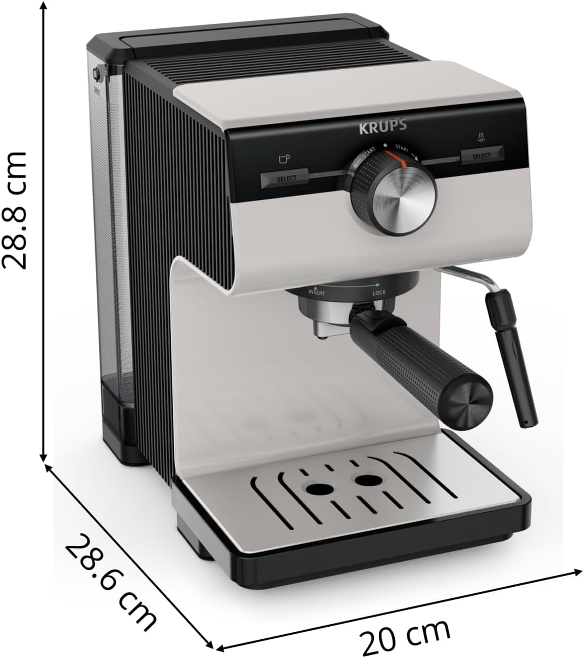 Authentic Espresso-Siebträgermaschine mit Dampfdüse, Creme