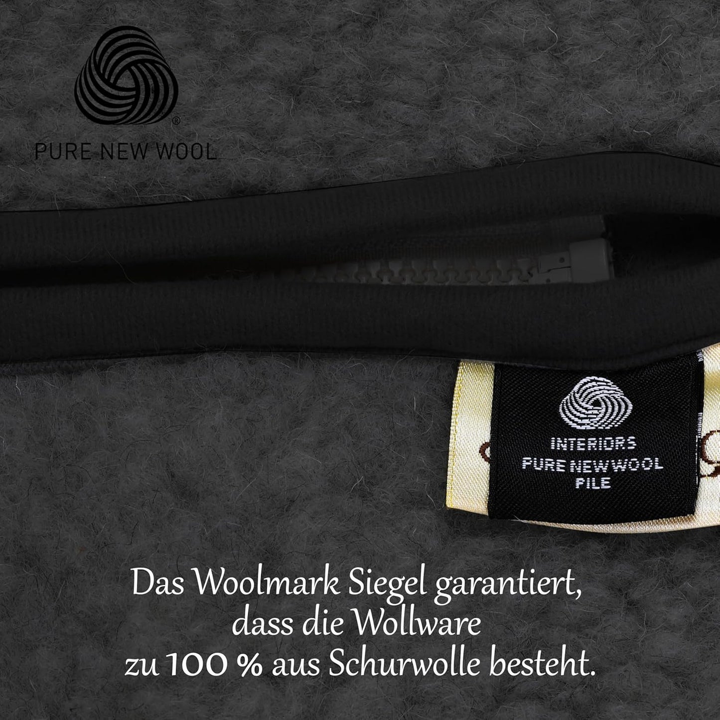 Tragbare Wolldecke mit Ärmeln und Reissverschluss, Graphit