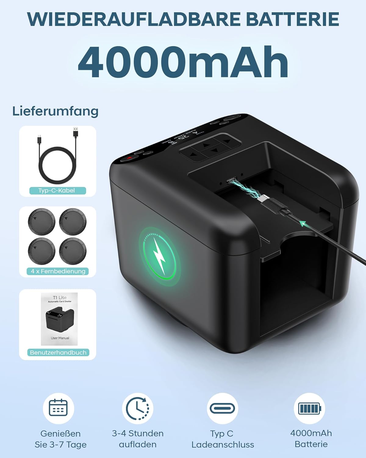 Automatischer Kartenausteiler für Poker & Blackjack, Schwarz