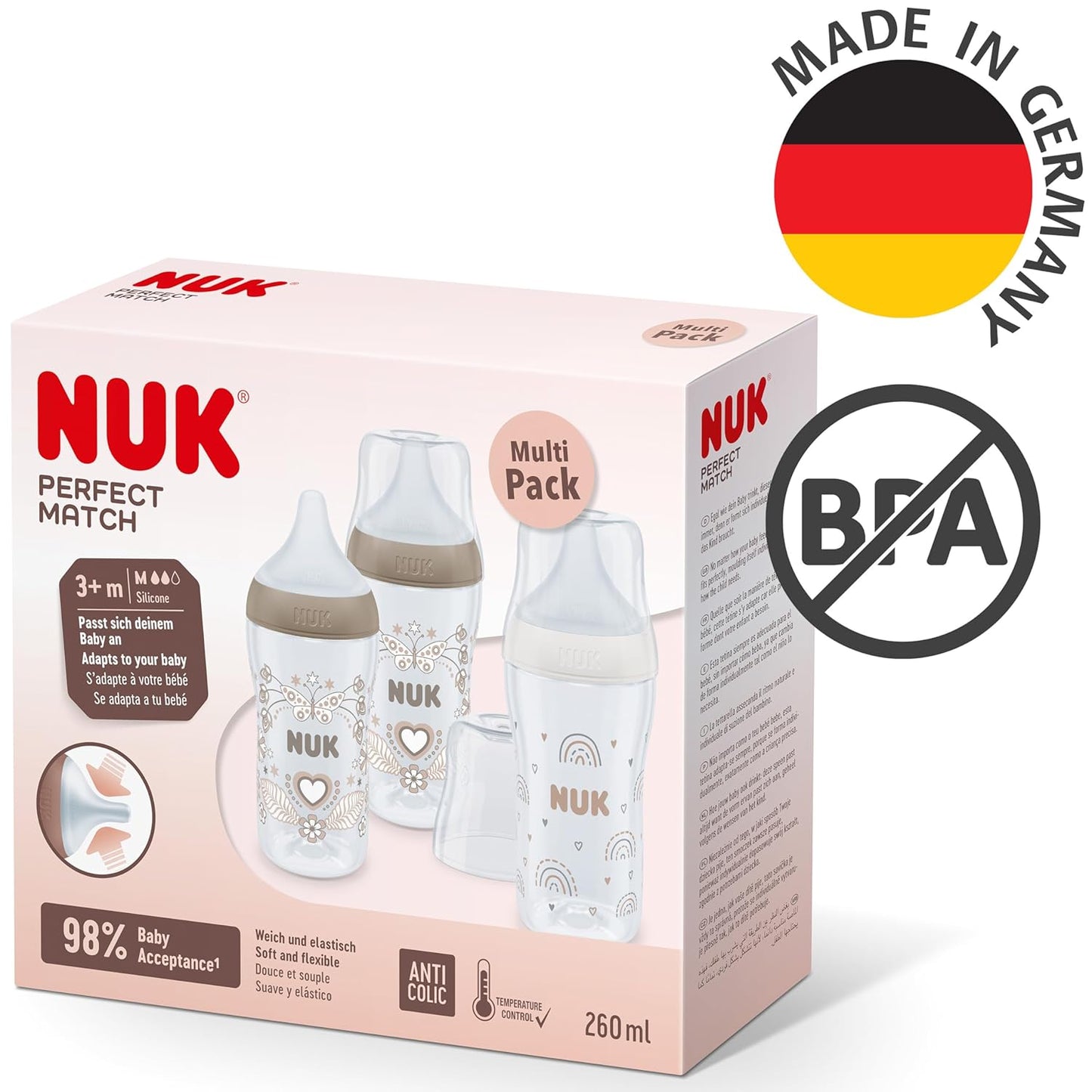 Babyflaschenset mit Temperature Control (3er Pack), 1 stück (3er Pack) ; Herz