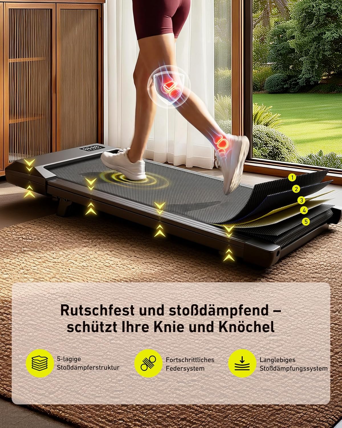 Raceable Walking Pad mit Steigung & APP-Steuerung, 90CM Schwarz