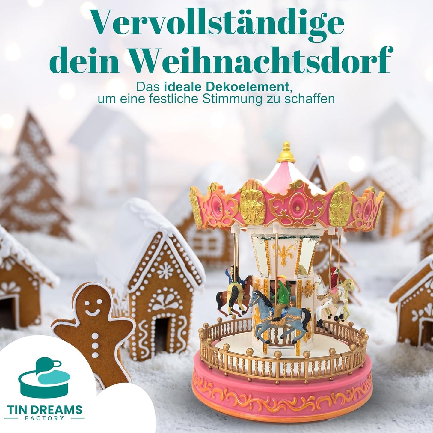 Bewegliches Weihnachtskarussell mit Musik und LED-Lichtern