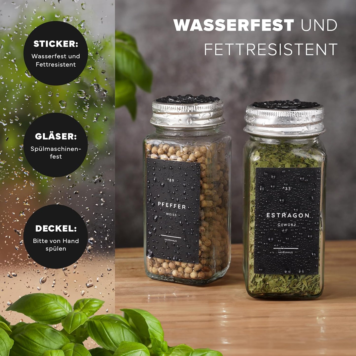 24er-Pack Gewürzgläser Set inkl. Zubehörset, 24 Gewürzgläser Aluminium