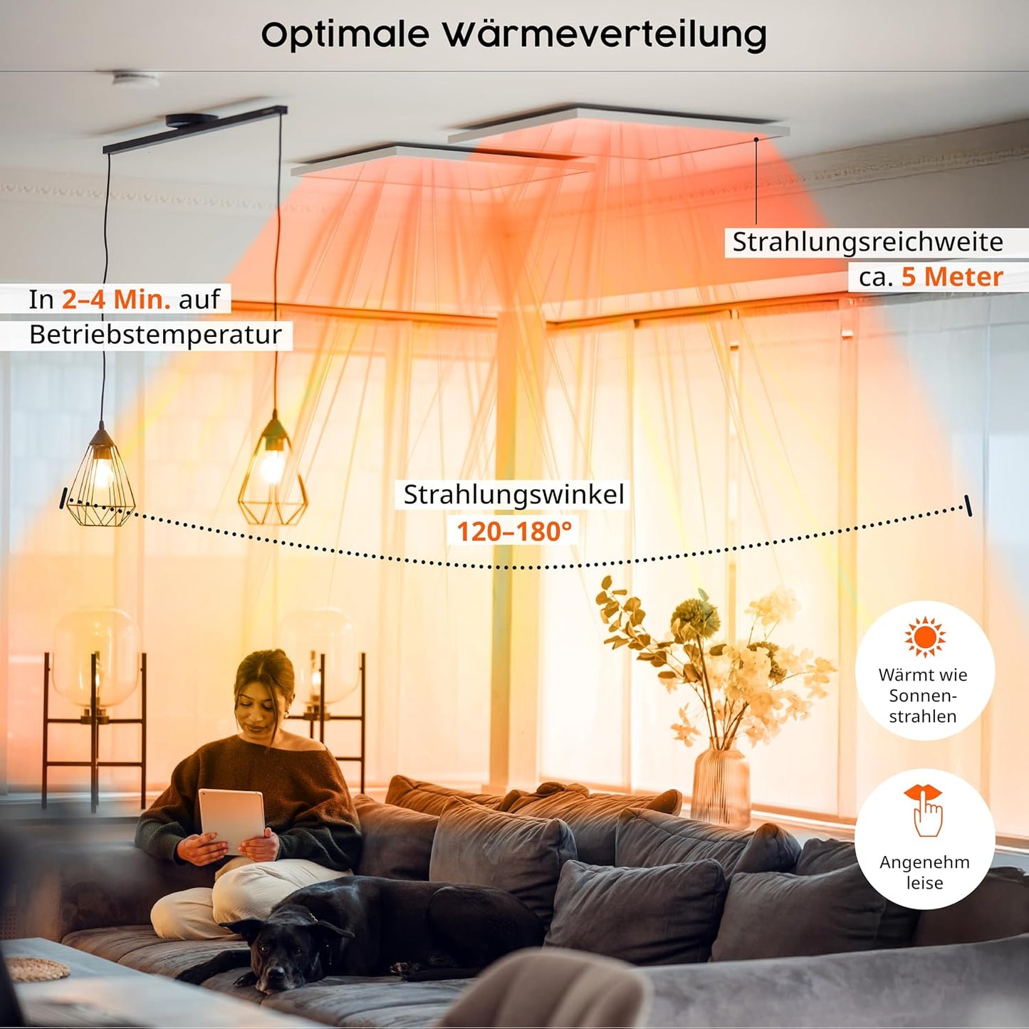 LED-Infrarotheizung mit Fernbedienung, 600 W Led Deckenheizung + Fernbedienung
