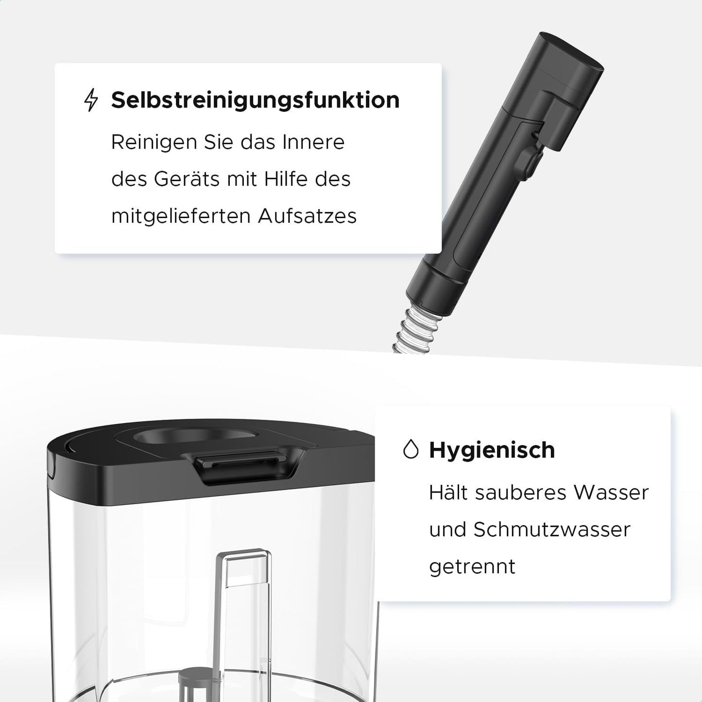 Teppich- und Polsterreiniger mit Heizfunktion, Schwarz