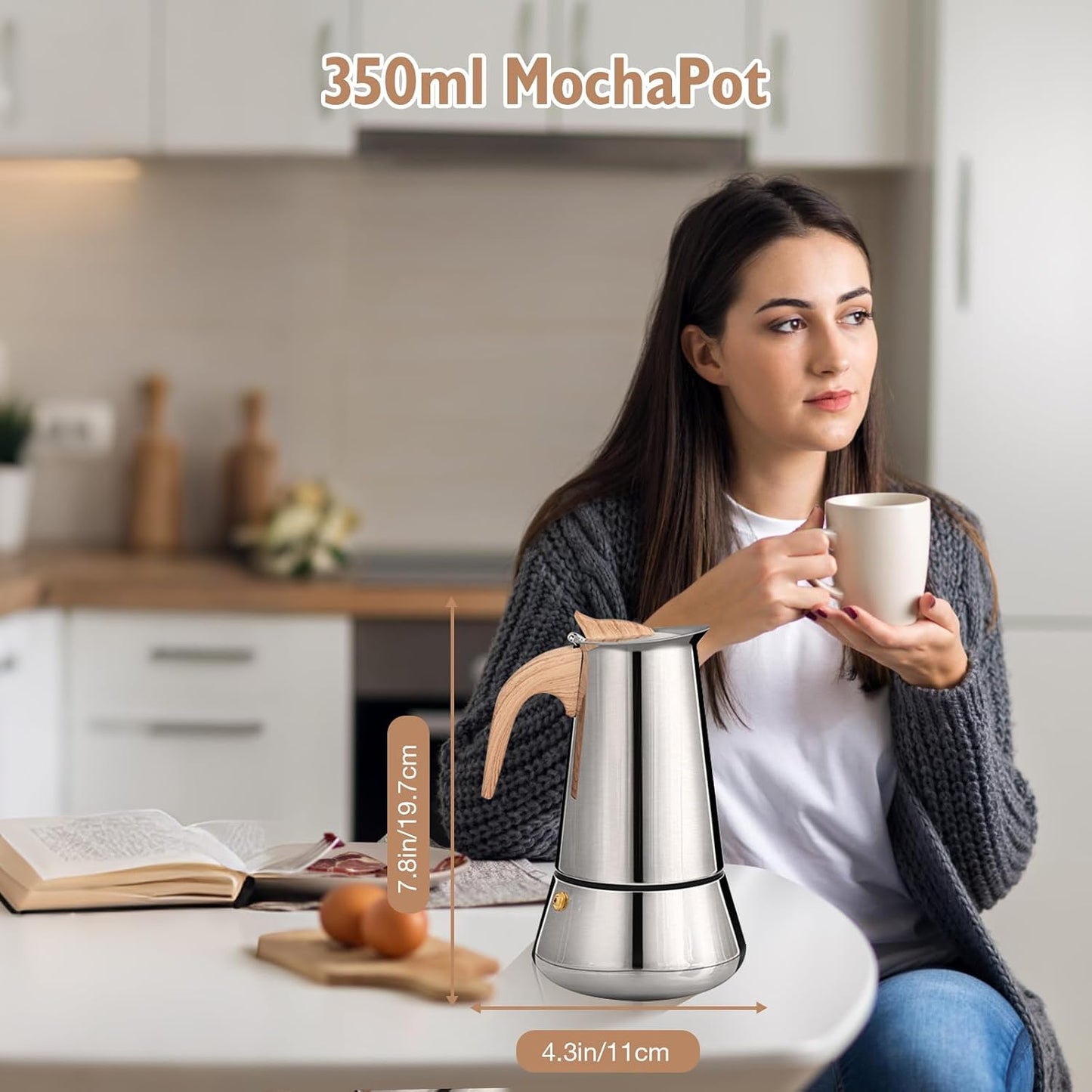 Espressokocher Edelstahl Mokkakanne 350ml