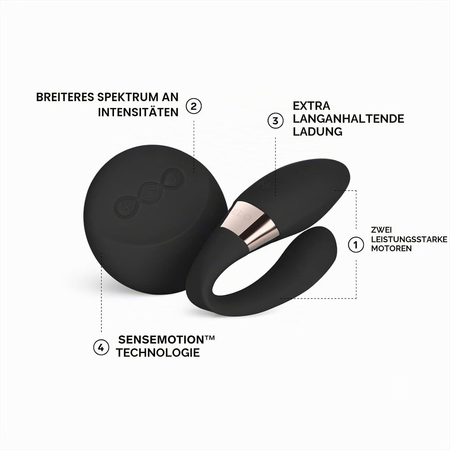 Tiani Duo Paarvibrator mit 2 Motoren und 8 Vibrationseinstellungen, Black TIANI Duo