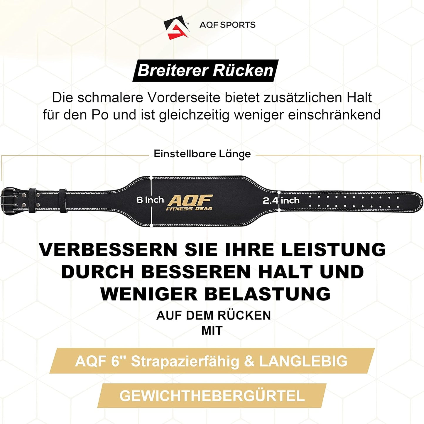 Gewichthebergürtel mit Lendenwirbelstütze, Large 32"-36" Schwarz/Gold 6 Zoll