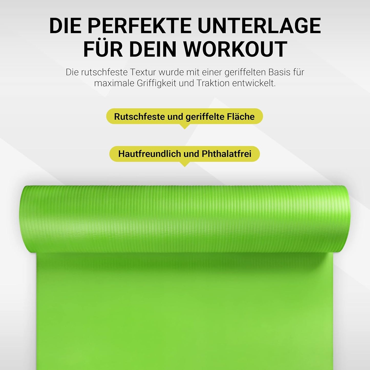 Gymnastik- und Yogamatte, Lindengrün 183 x 61 x 1,5 cm