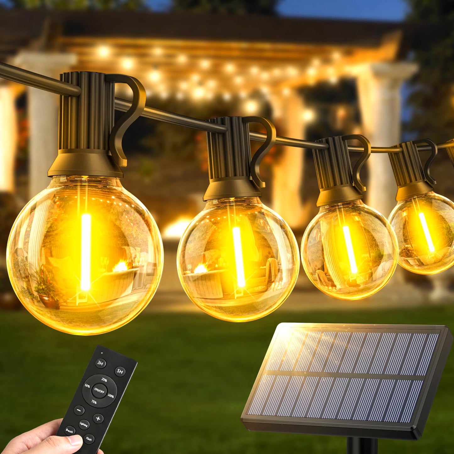 Solarbetriebene Lichterkette mit Fernbedienung, 14M