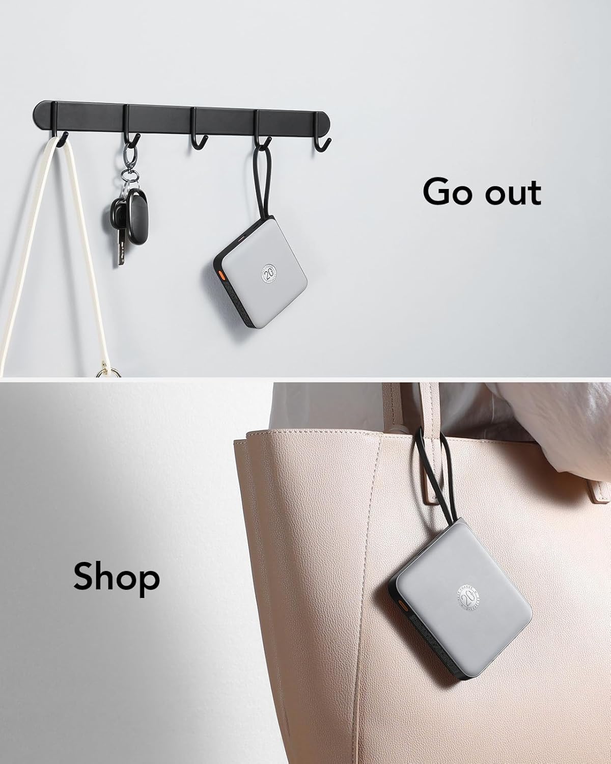 Powerbank mit Schnellladefunktion, Grau