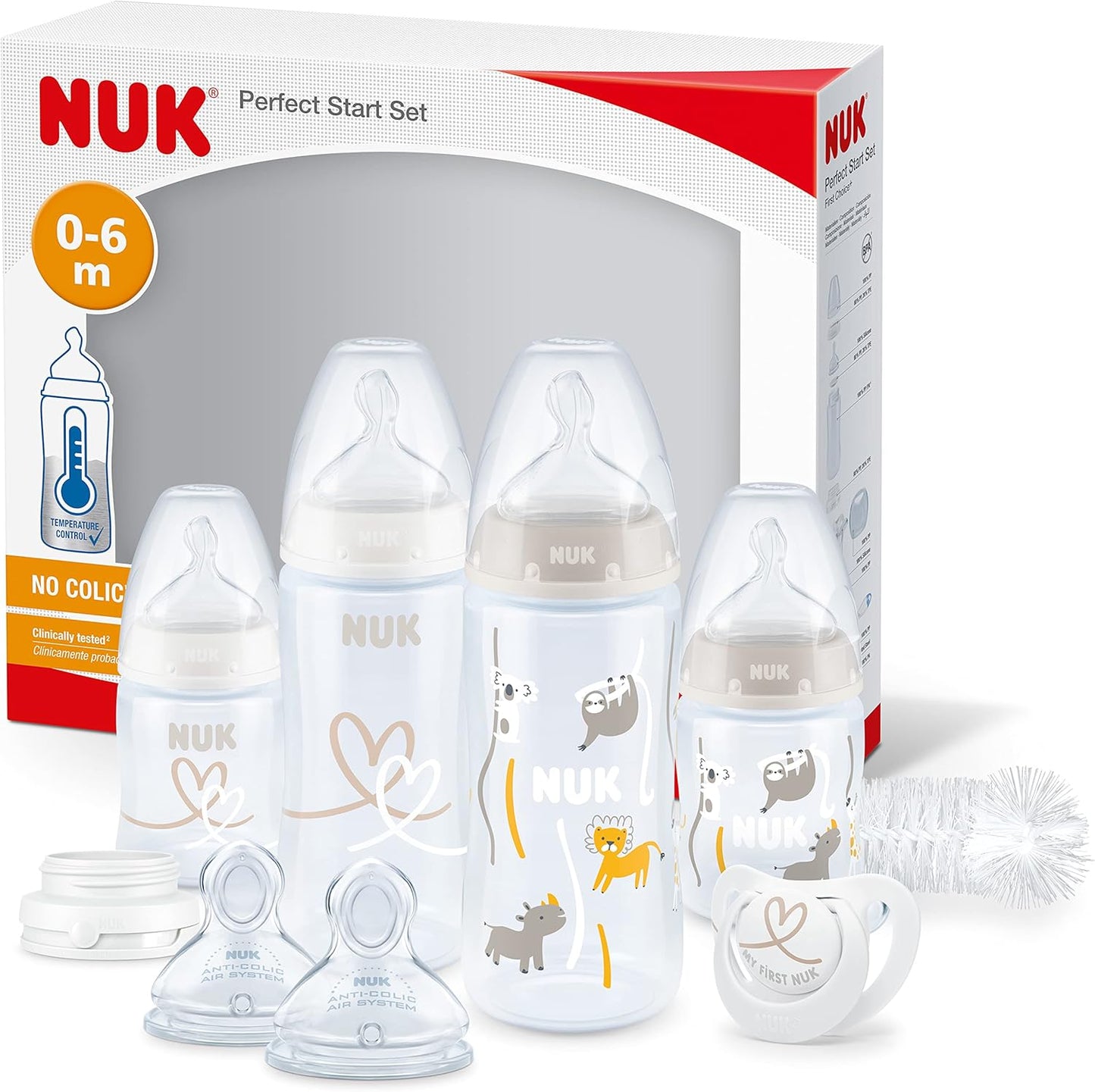 Babyflaschen-Set mit Temperaturkontrolle, Perfect Startset, Safari (Beige)