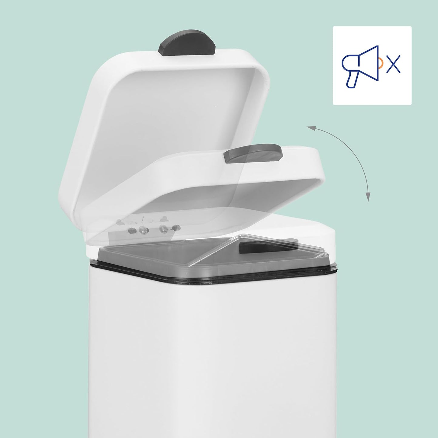 Wandkosmetikeimer mit Absenkautomatik, Weiss
