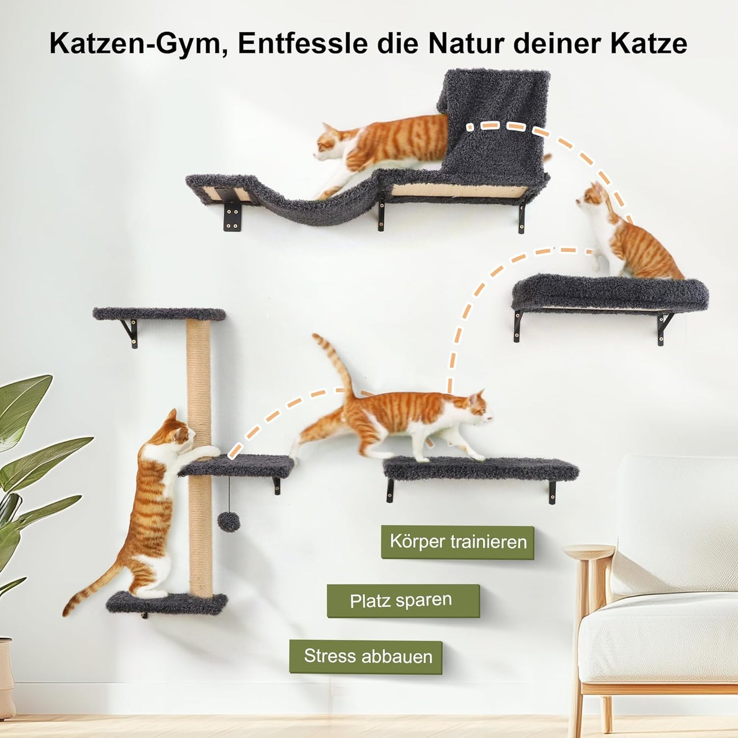 Kletterwand Katzen Set, Grau