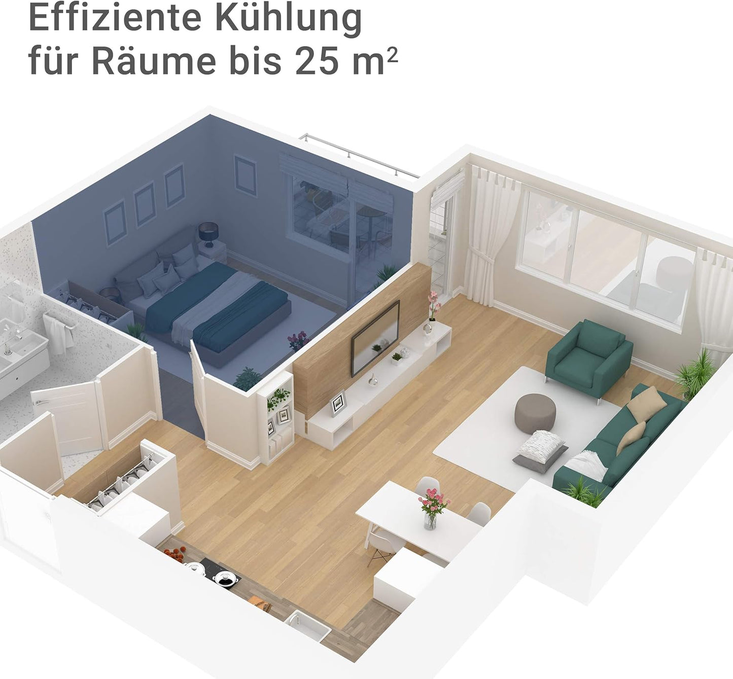 Mobiles Klimagerät Comfort 7.0 Eco mit App-Steuerung, 7K BTU|25m²|APP