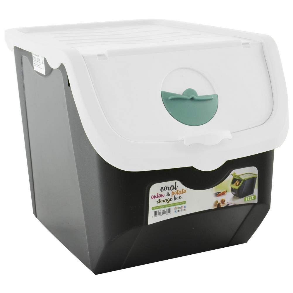Aufbewahrungsbox mit Deckel für Zwiebeln, Kartoffeln oder Knoblauch, Weiss