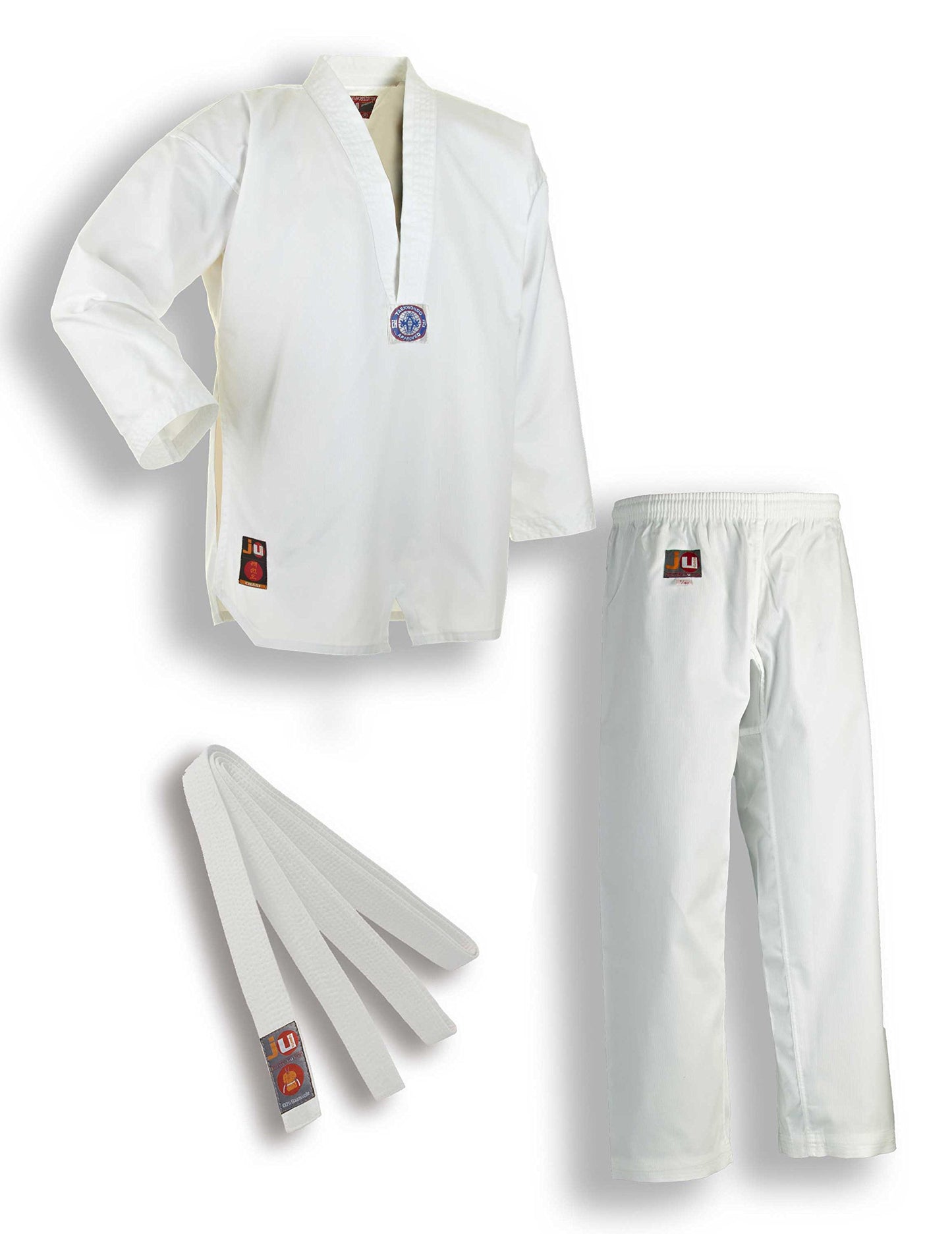 Taekwondo Anzug Chagi mit weissem Gürtel, 90 Weiss