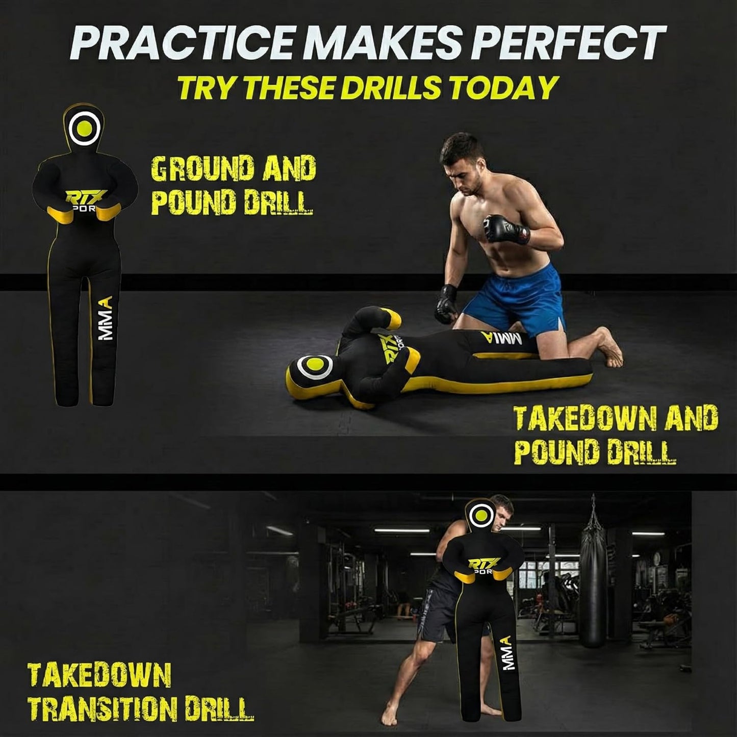 Grappling Dummy für MMA und Judo Training, 59" - Inches Gelb