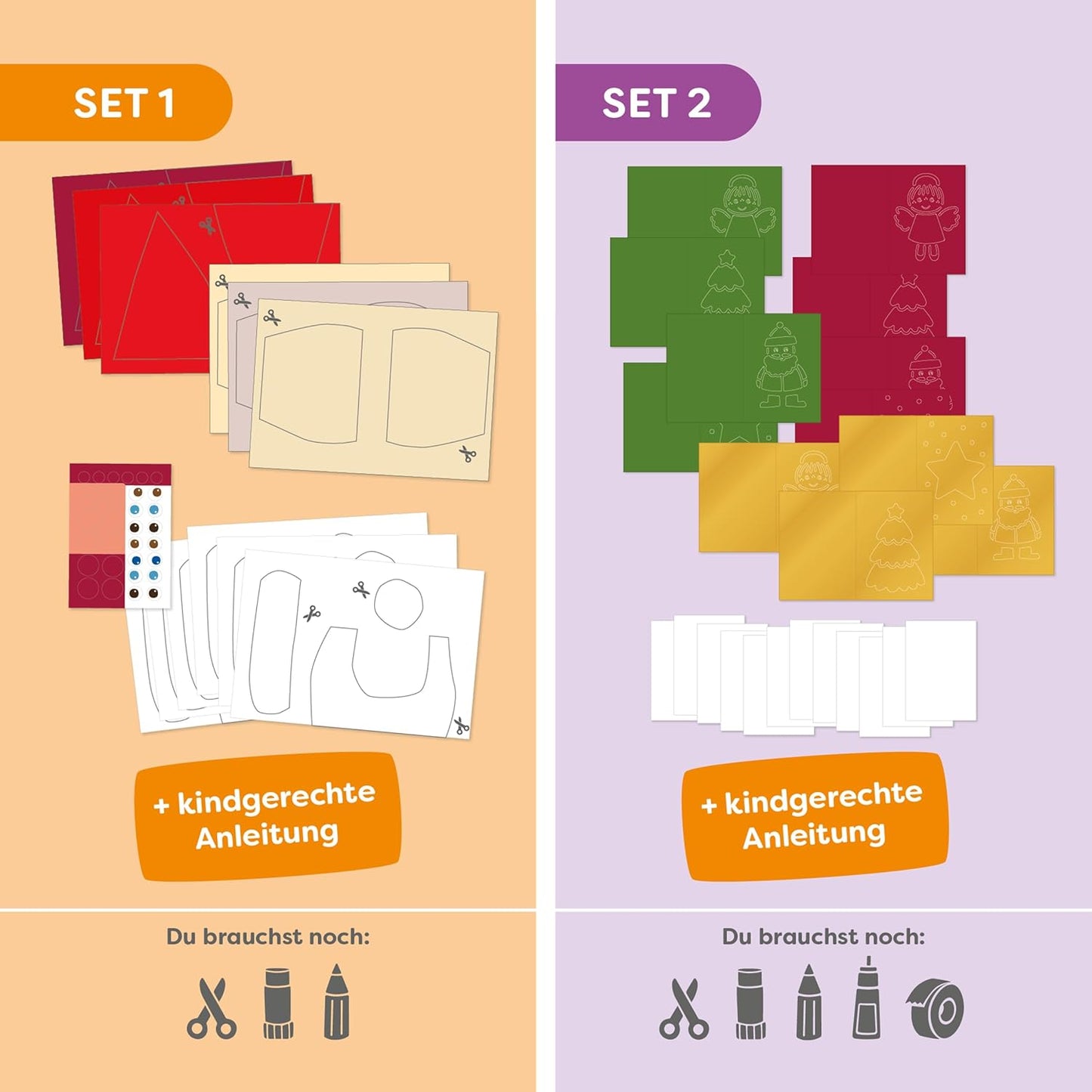 2er-Bastelset Weihnachten: Nikoläuse und Kritzelkarten Weihnachtspost, 2014005