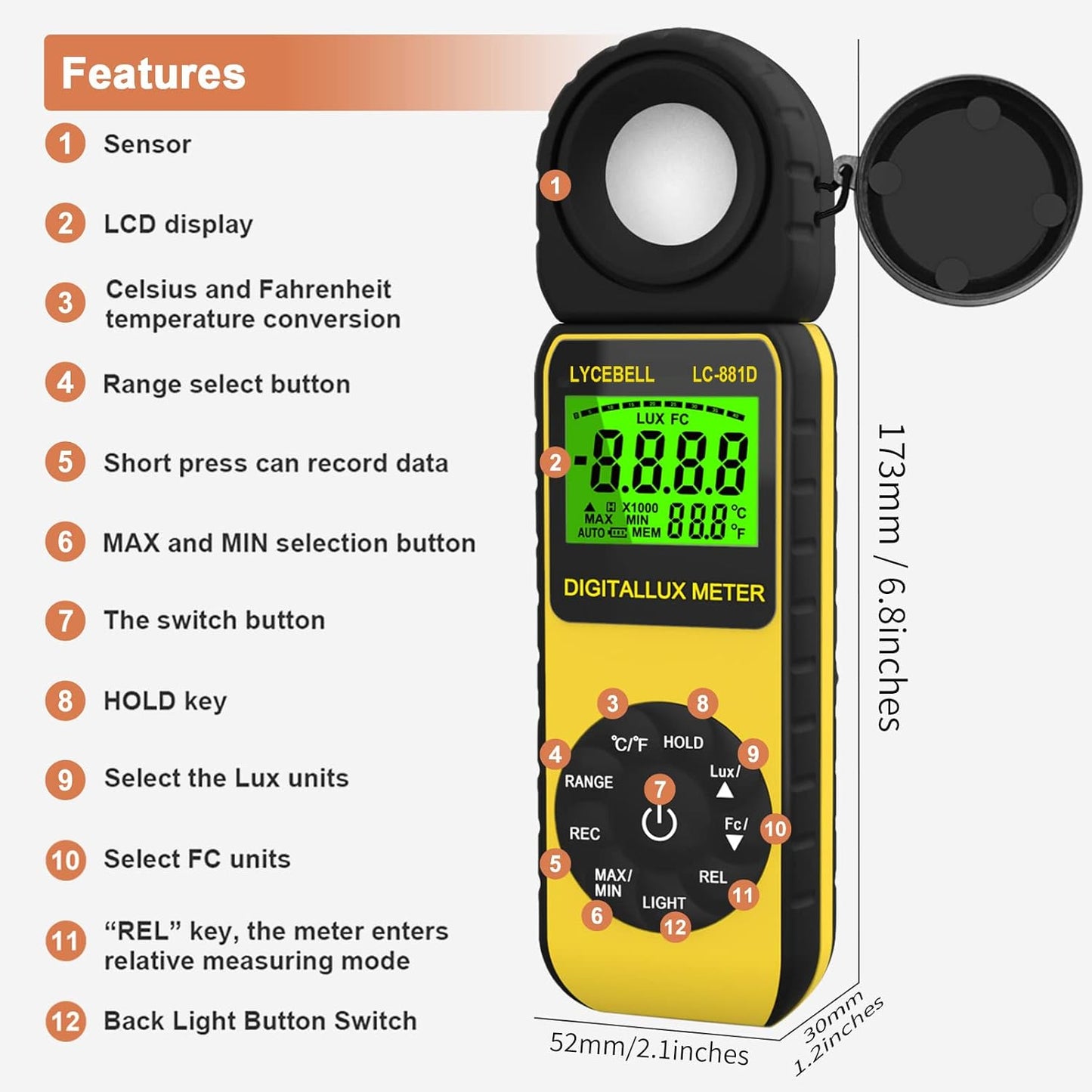 Digital Luxmeter LC-881D, 400,000 Lux