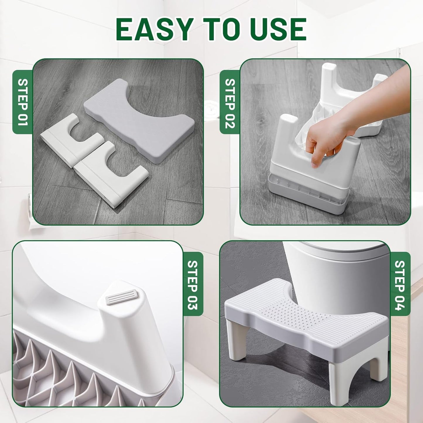 Ergonomischer Toilettenhocker mit Anti-Rutsch-Pads