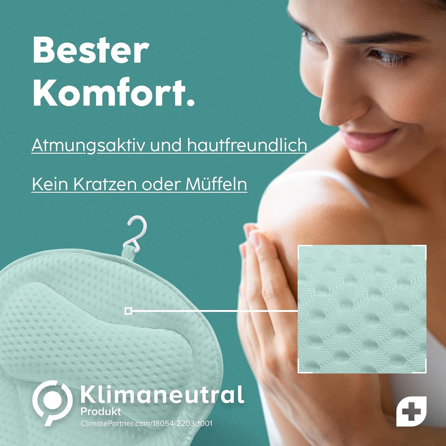 Badewannenkissen mit Saugnäpfen, Mint