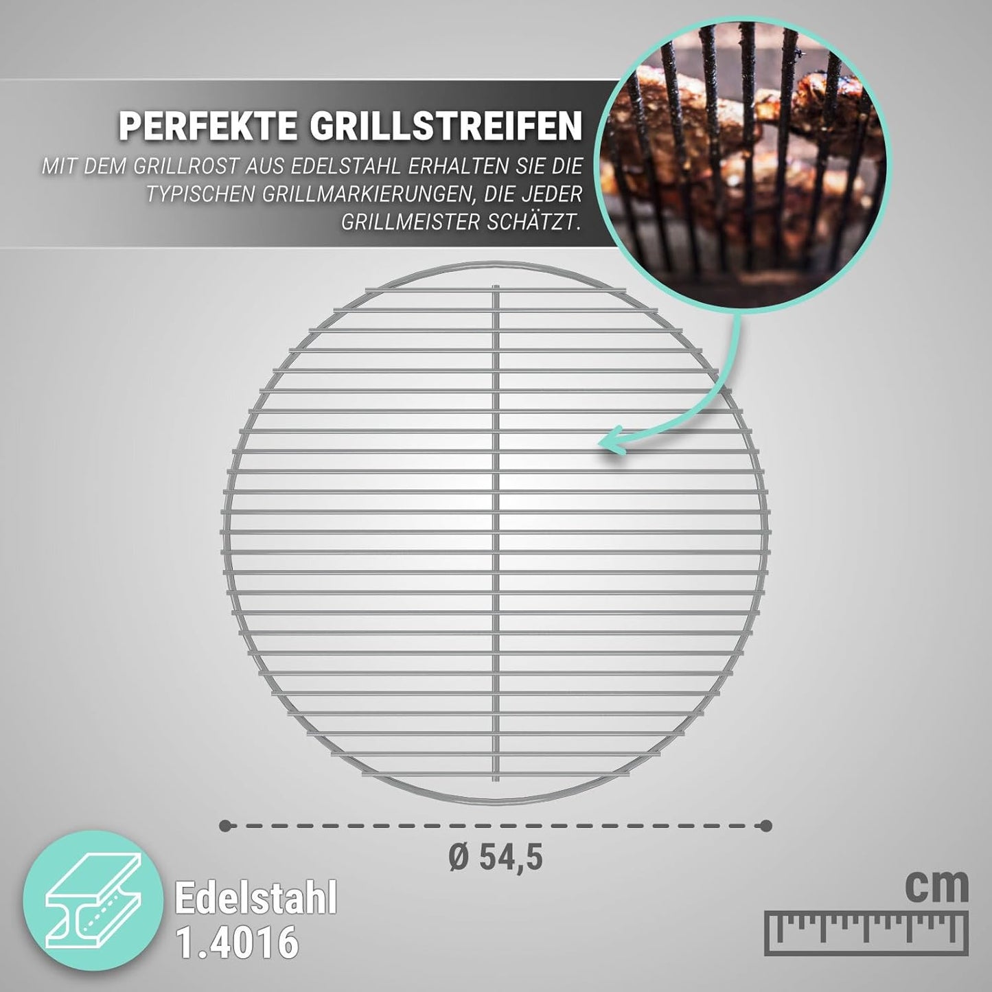 Runder Edelstahl Grillrost, Rund Ø54,5cm