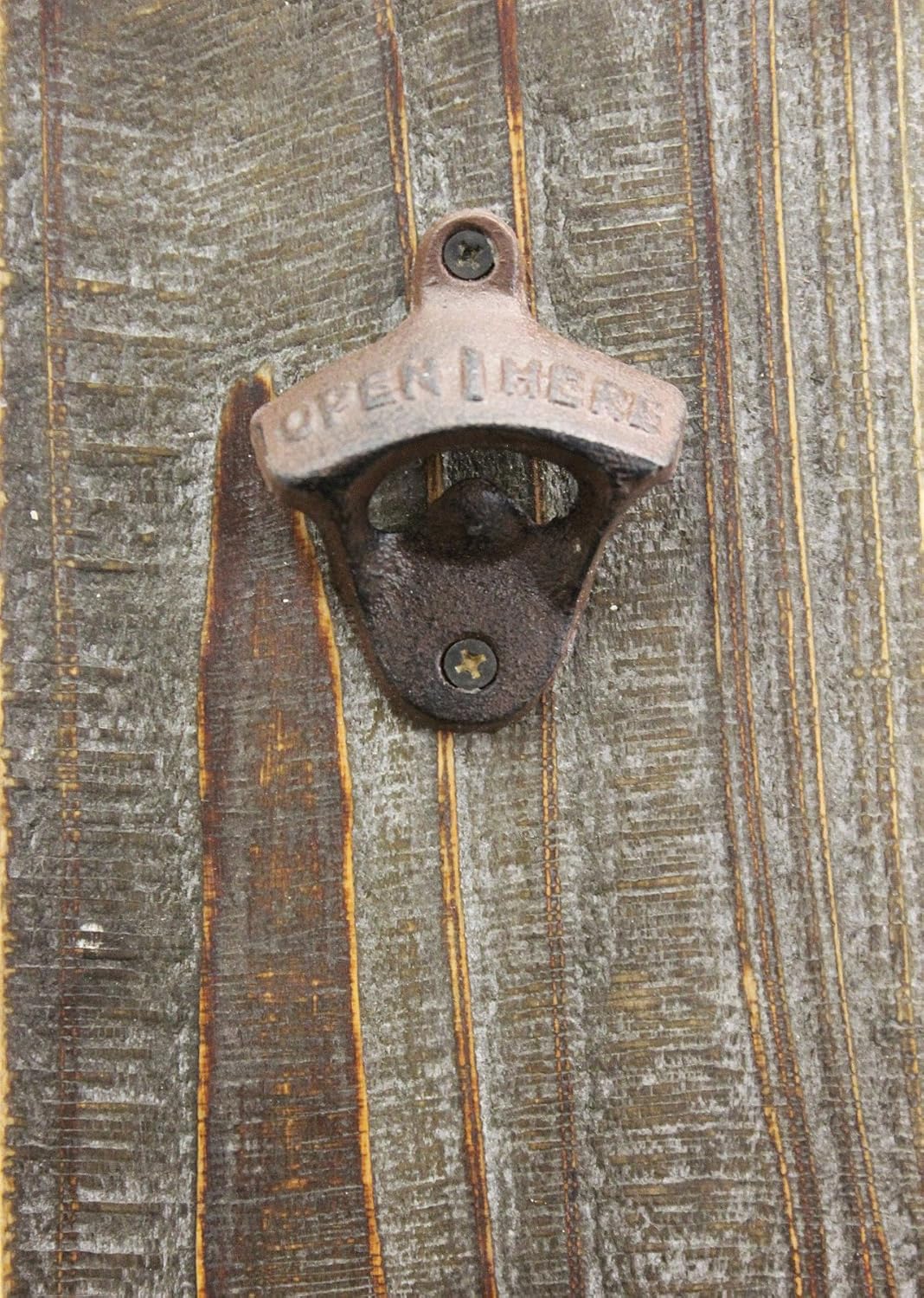 Wandflaschenöffner mit Kronkorkenbehälter