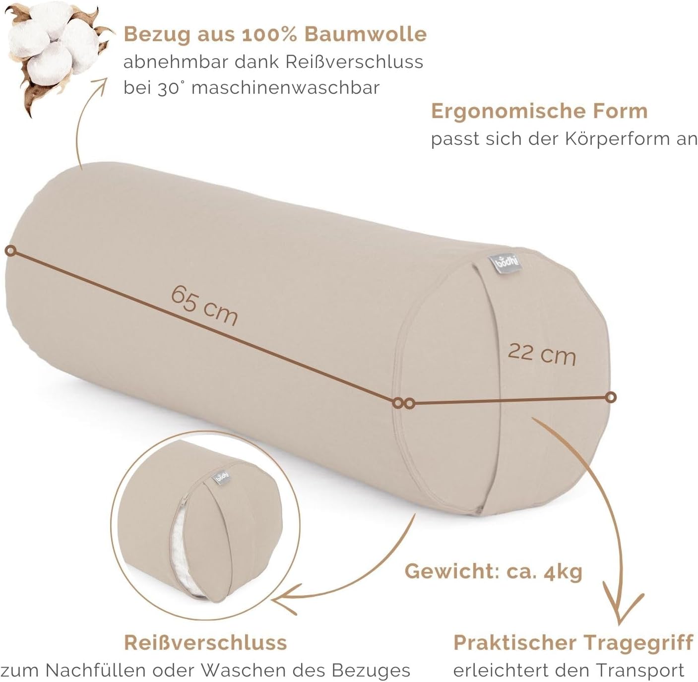 Yoga-Bolster, silver cloud