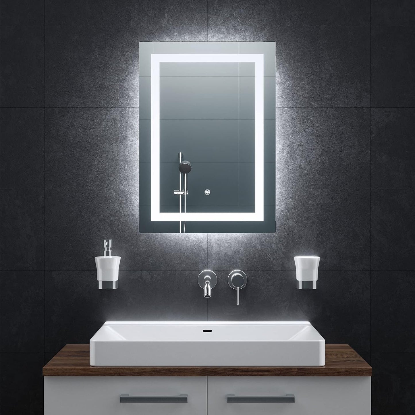 LED Badspiegel mit Anti-Beschlag und Touch-Schalter, 70L x 50B cm