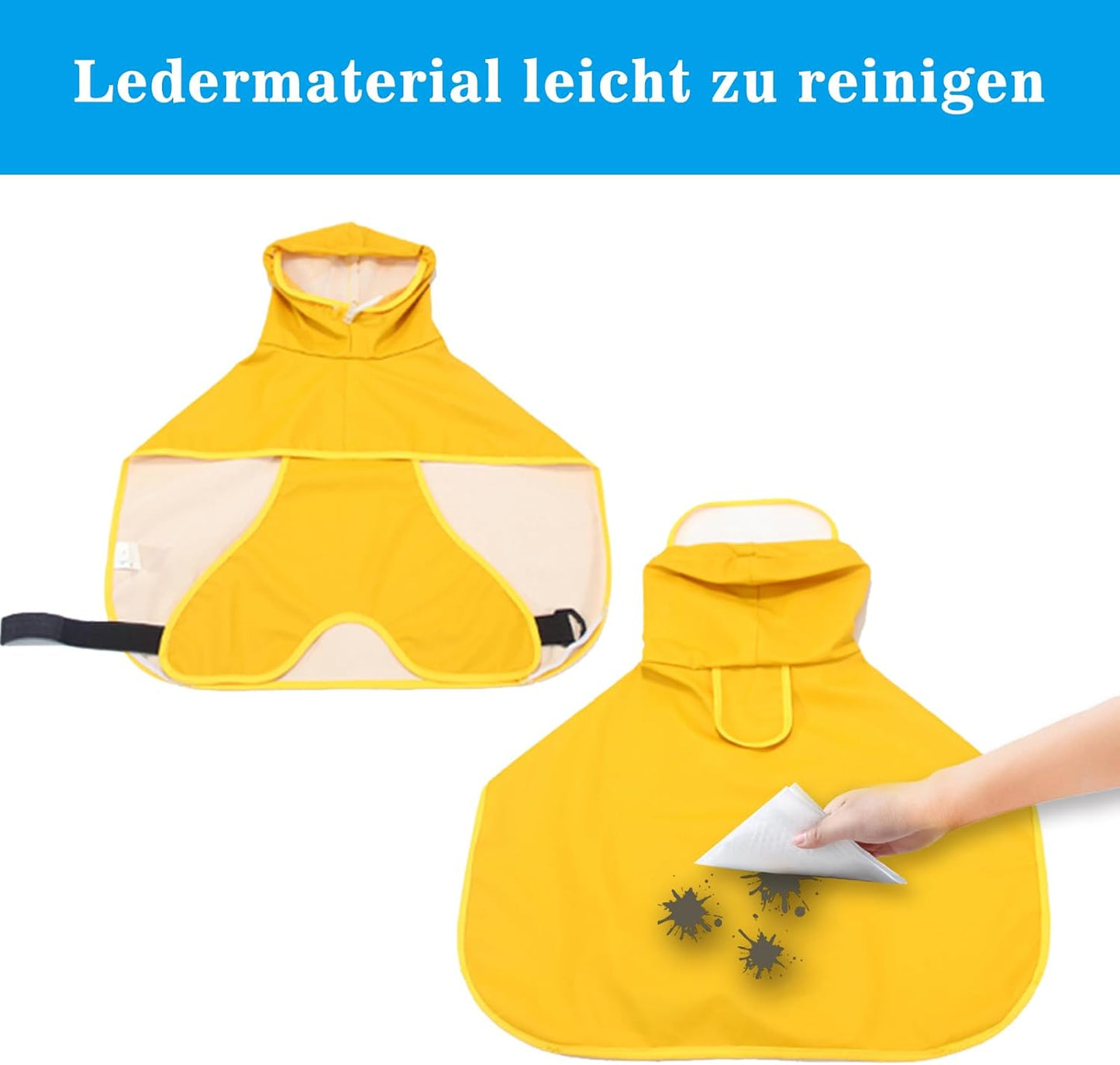 Hunderegenmantel mit Kapuze und Reflektoren, Gelb 3XL