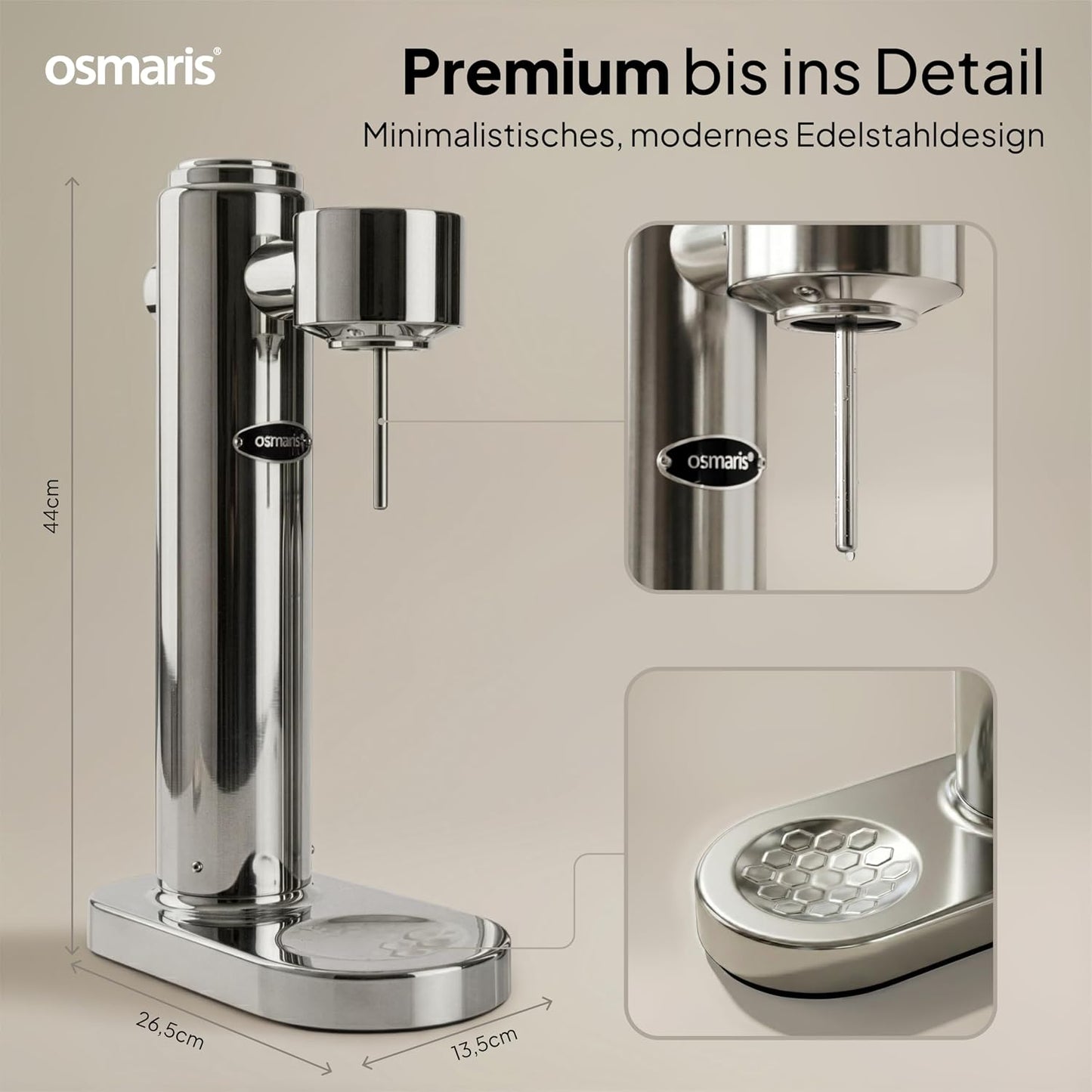Wassersprudler mit 2 Flaschen, Edelstahl - Silber