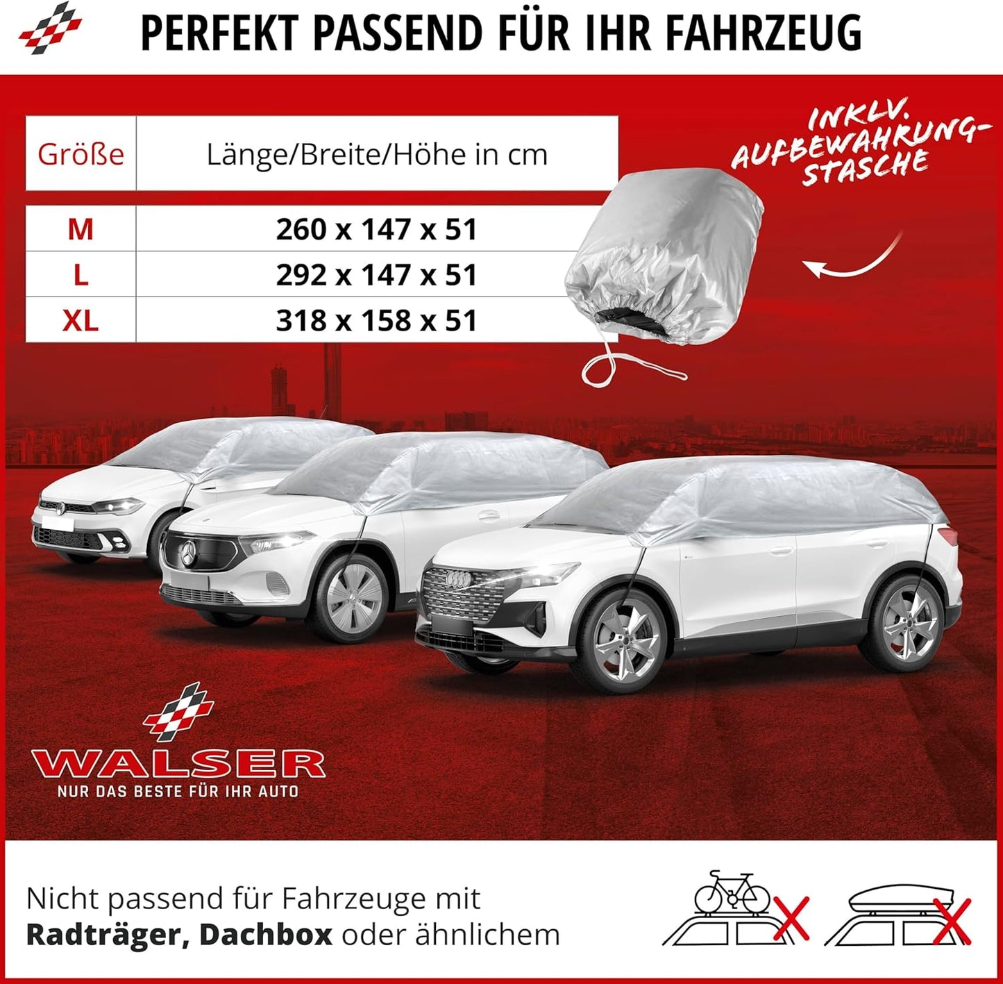 Autoabdeckplane All Weather Basic, M - silber Halbgarage