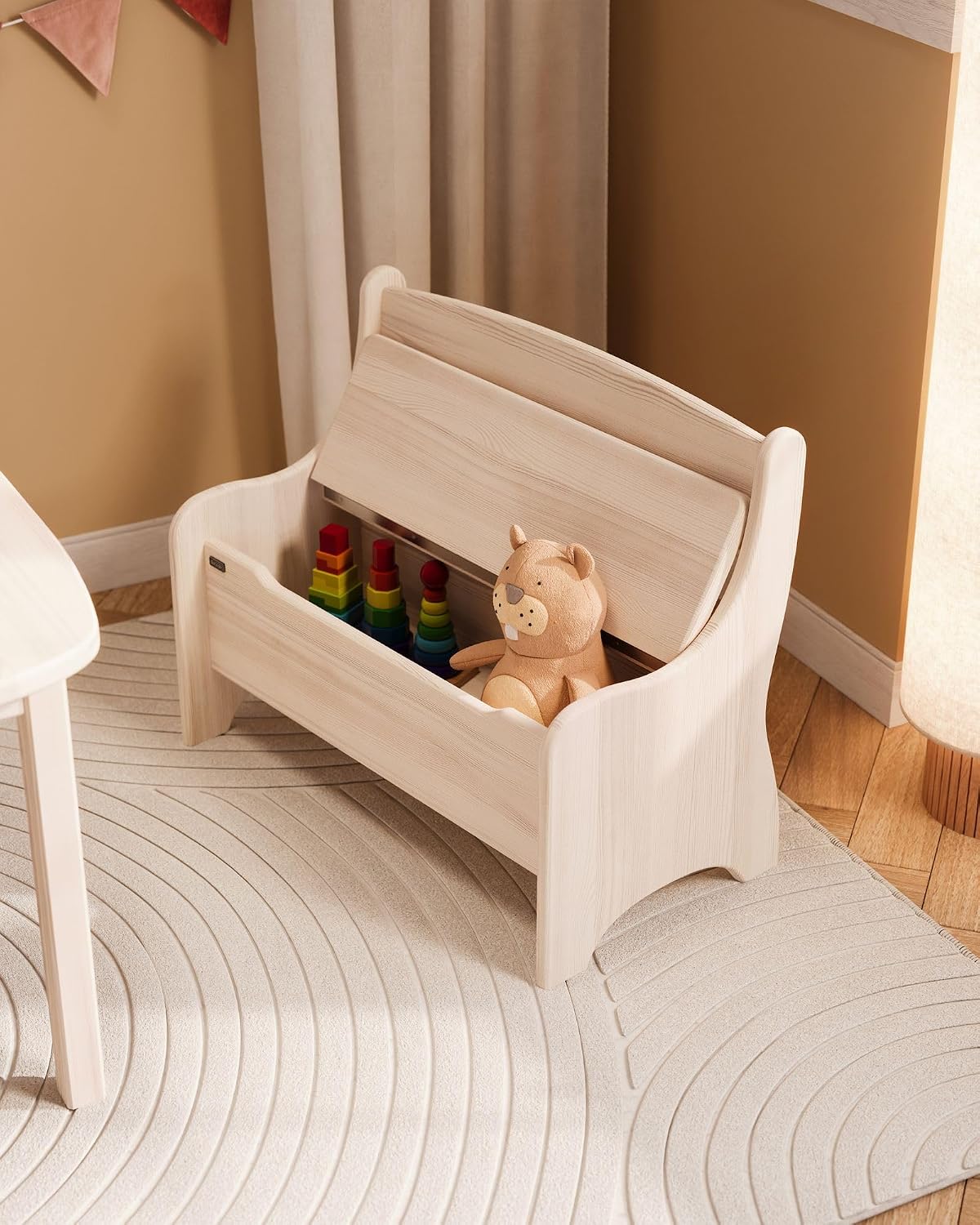 Kindersitzbank Levin mit Geheimfach, Naturweiss