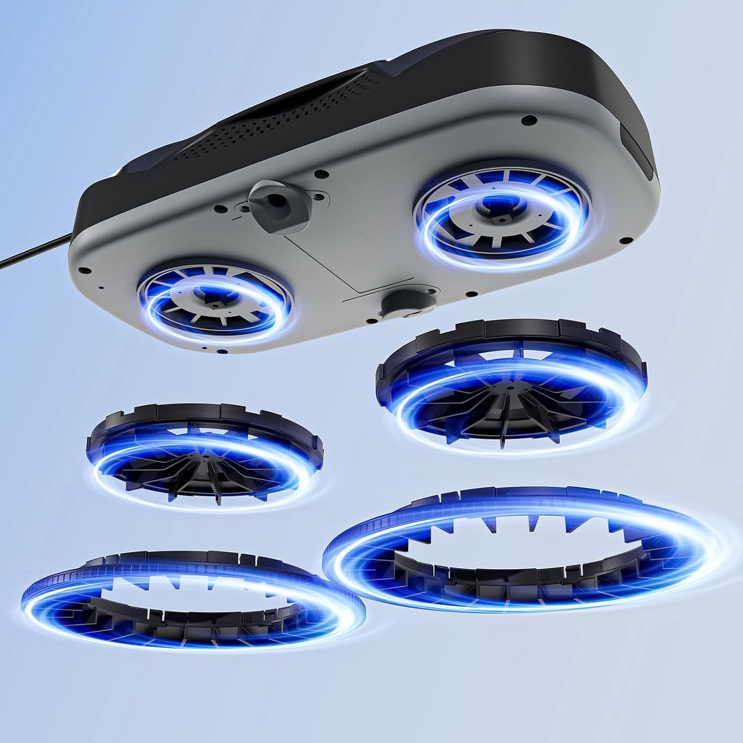 Fensterputzroboter W5 mit bidirektionalem Ultraschall-Wasserstrahl, Schwarz