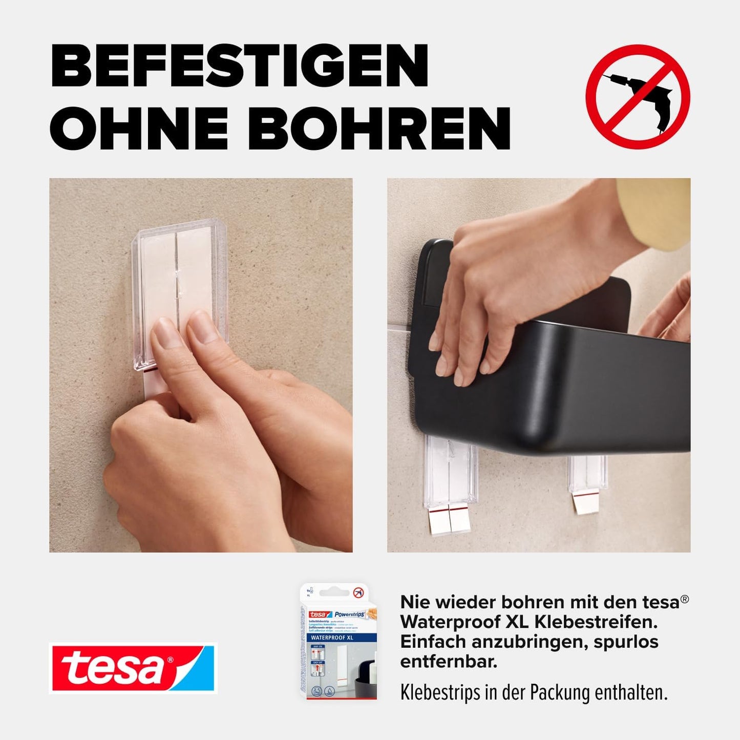 Duschkorb Lavaa zur Wandmontage ohne Bohren, Duschablage Größe M