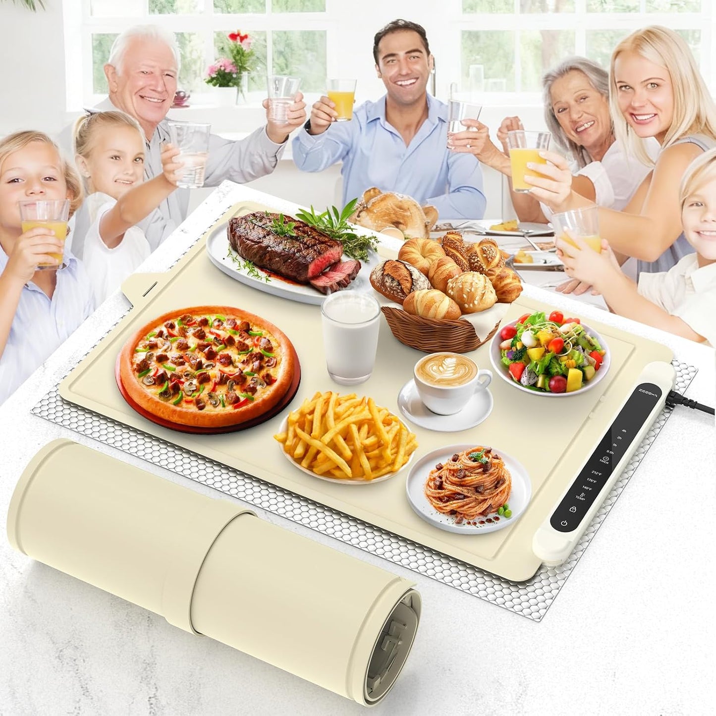 Rollbare Warmhalteplatte für Speisen, Vanille