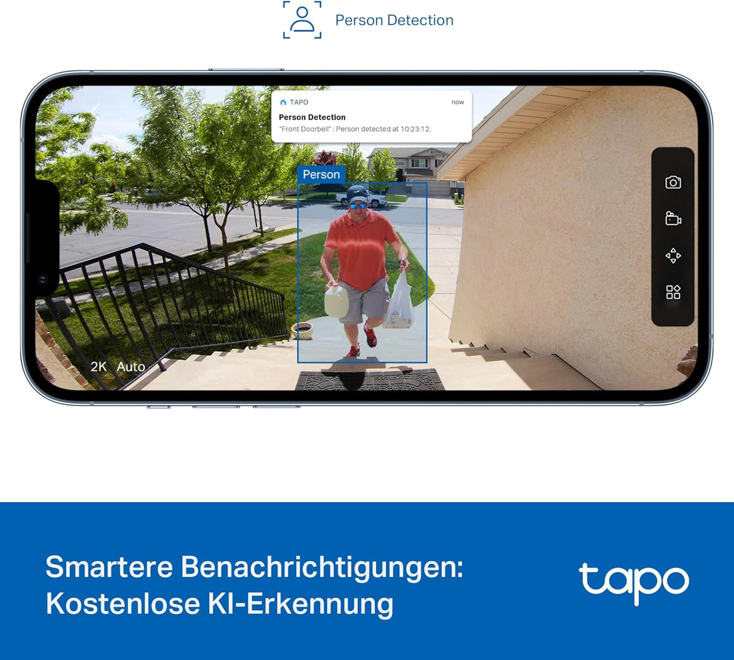 Akku-Videotürklingel D205 mit 2K Kamera & Zwei-Wege-Audio