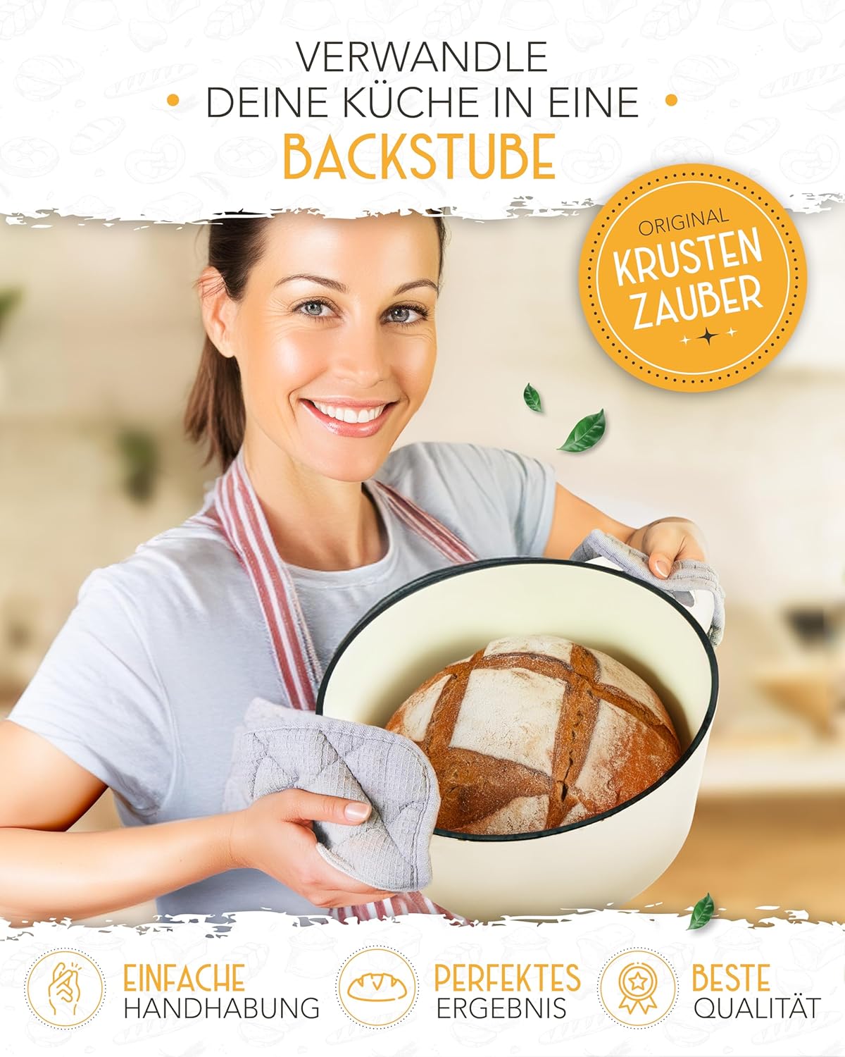 Schmortopf mit Deckel, Emaille Topf 4,7l - Creme - Einzeln