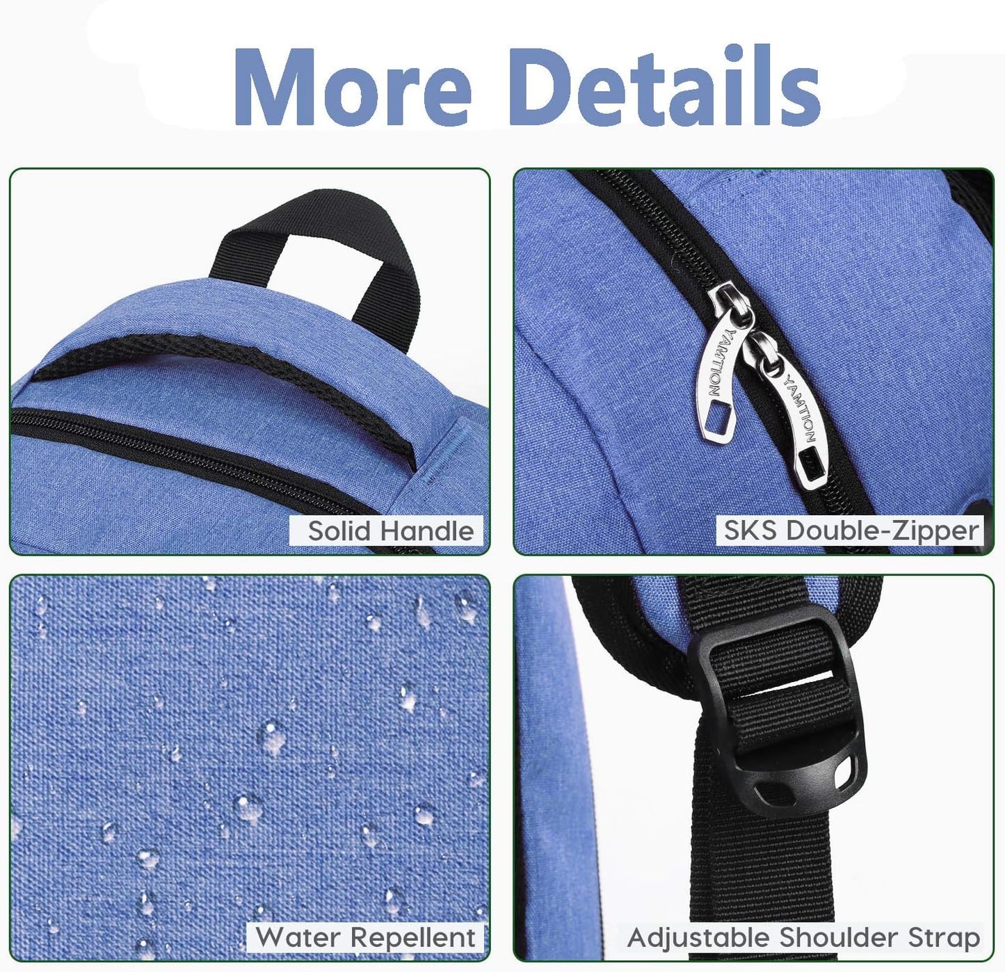 Rucksack mit Laptopfach und USB-Anschluss, 15.6" Zzz6-blau