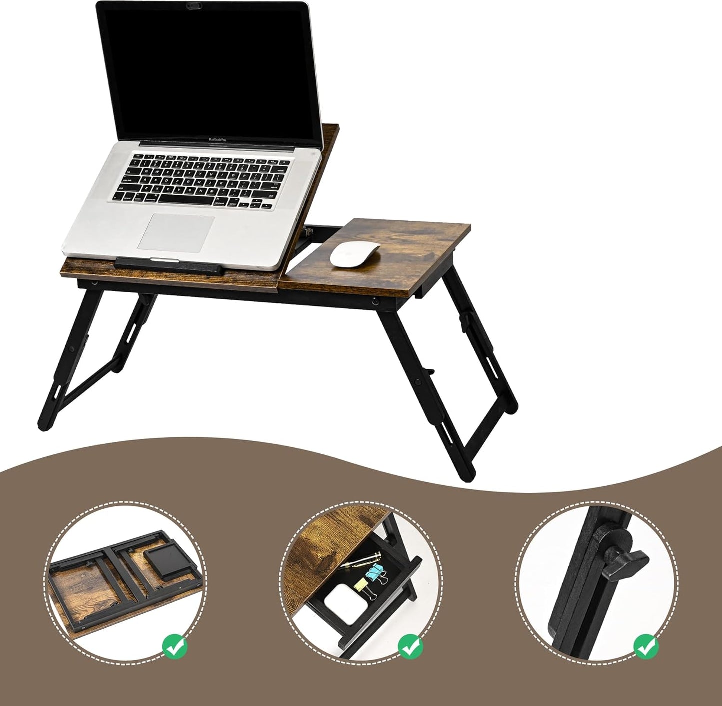 Laptoptisch für Bett & Couch, Vintagebraun