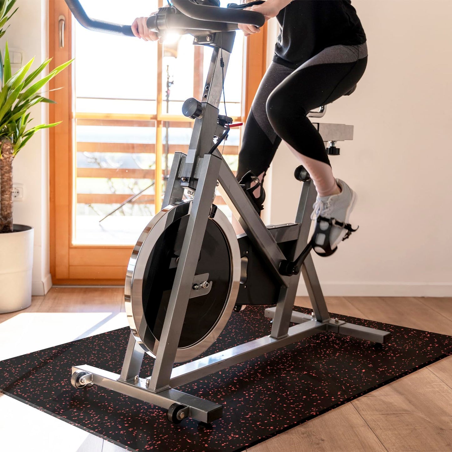 Bodenschutzmatte für Fitnessgeräte, Weiss-Schwarz 400L x 100B x 0.6D cm